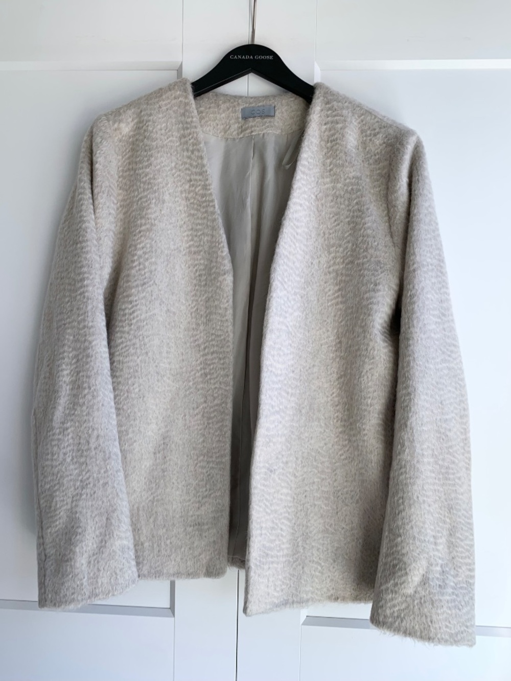 COS Open Front Blazer Dark Gray Mohair and wool blended Size M